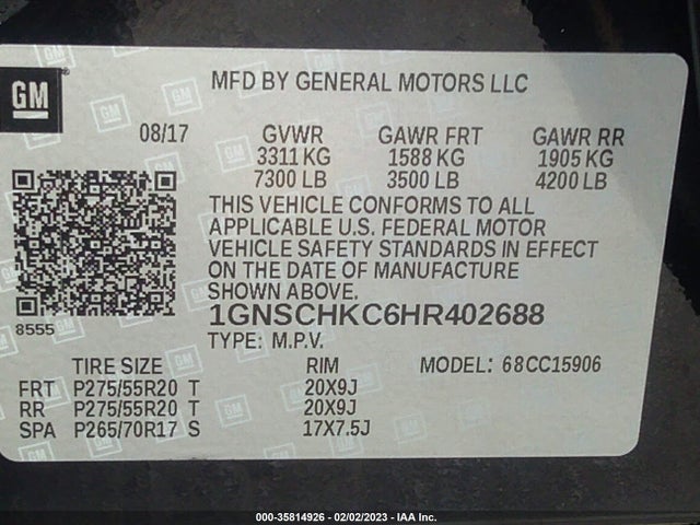Chevrolet Suburban Lt 2017 1GNSCHKC6HR402688 Image 10