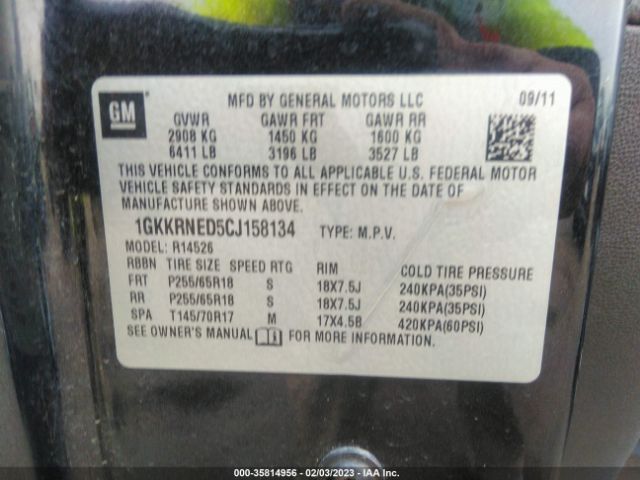 1GKKRNED5CJ158134 GMC ACADIA SL