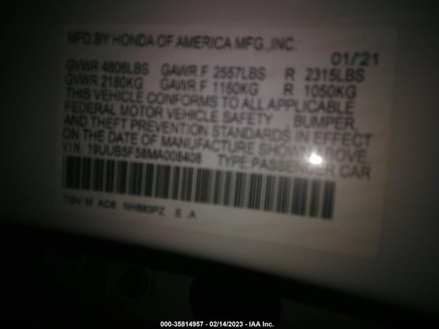 Acura Tlx W/a-spec Package 2021 19UUB5F58MA008408 Image 9