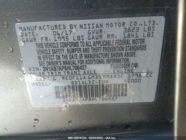 3N1AB7AP8HL706427 Nissan SENTRA SV