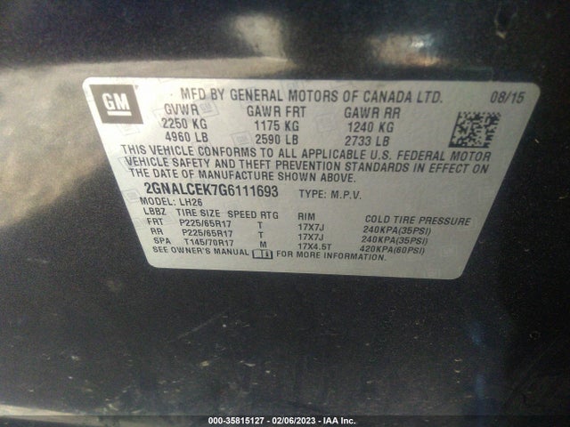 Chevrolet EQUINOX LT 2016 2GNALCEK7G6111693 Image 9
