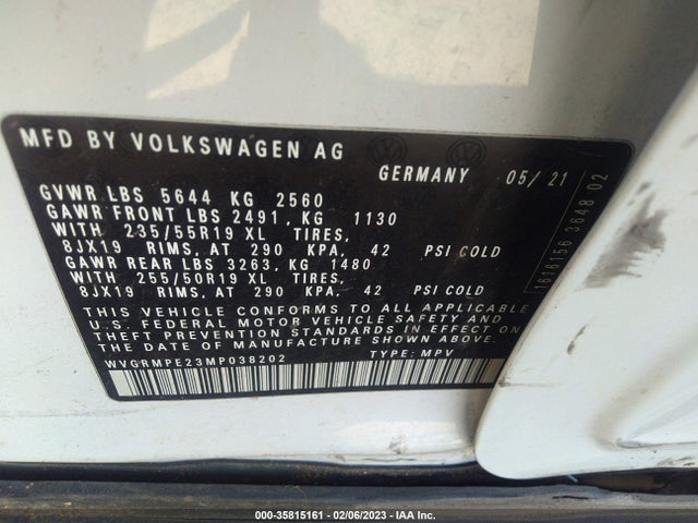 2021 Volkswagen ID.4, VIN: WVGRMPE23MP038202