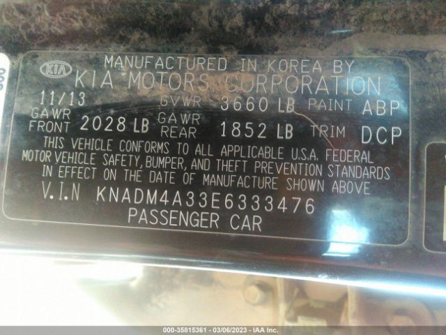 KNADM4A33E6333476 KIA RIO LX