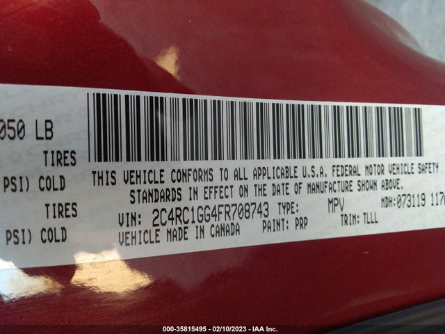 2C4RC1GG4FR708743 Chrysler Town & Country Limited Platinum