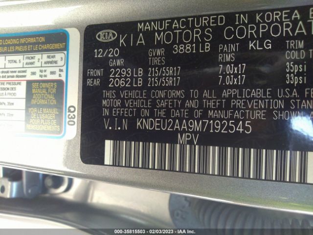 KNDEU2AA9M7192545 KIA SELTOS S