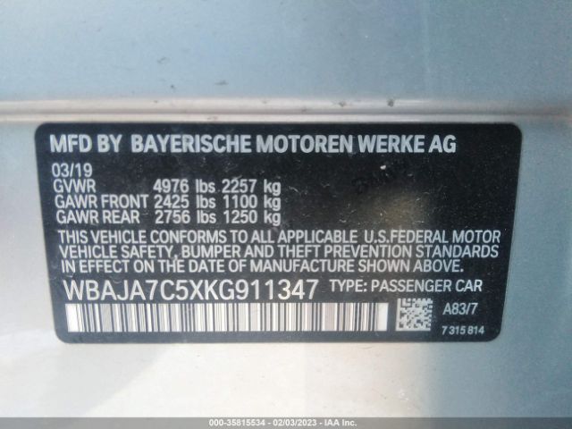WBAJA7C5XKG911347 BMW 5 Series 530i Xdrive