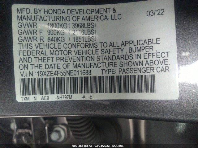 2022 Honda Insight, VIN: 19XZE4F55NE011688