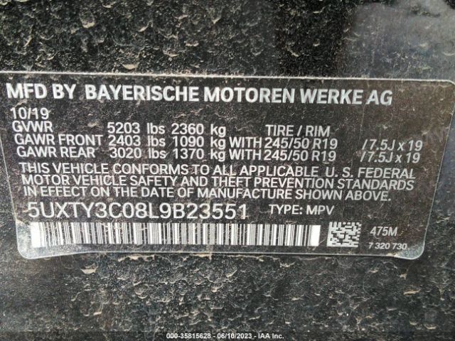5UXTY3C08L9B23551 BMW X3 Sdrive30i