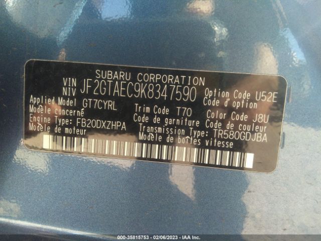 JF2GTAEC9K8347590 Subaru Crosstrek Premium