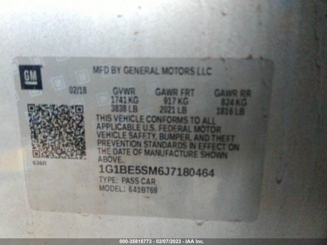 Chevrolet CRUZE LT 2018 1G1BE5SM6J7180464 Image 10