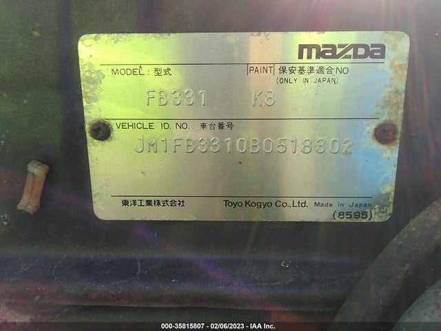 1981 MAZDA RX7 VIN: JM1FB3310B0518302