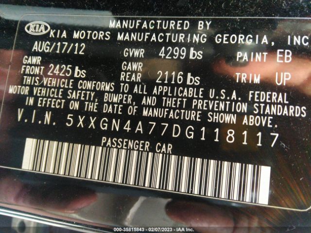 5XXGN4A77DG118117 KIA OPTIMA EX
