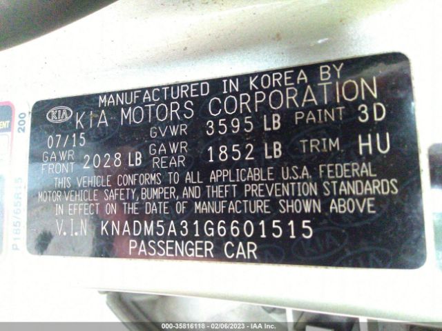 KNADM5A31G6601515 KIA RIO LX