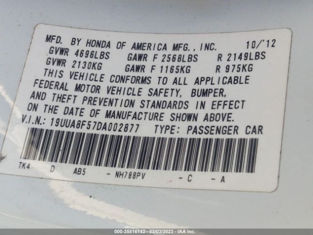 19UUA8F57DA002877 Acura TL TECH