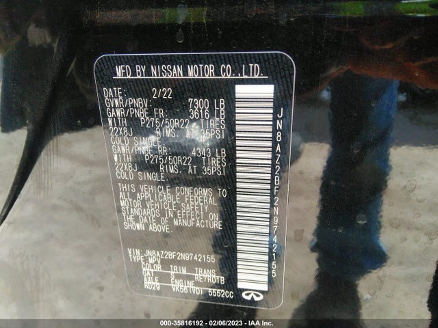2022 Infiniti QX80, VIN: JN8AZ2BF2N9742155