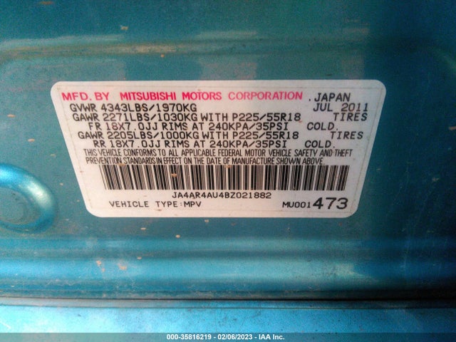 JA4AR4AU4BZ021882 Mitsubishi OUTLANDER SPORT