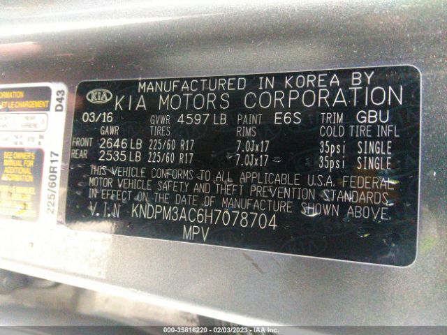 KNDPM3AC6H7078704 KIA Sportage Lx