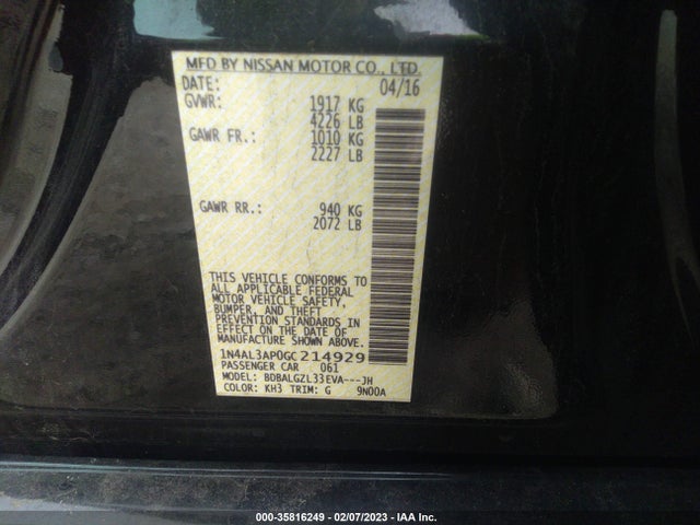 Nissan Altima 2016 1N4AL3AP0GC214929 Image 10