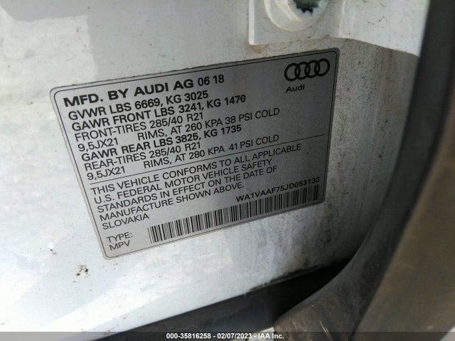 WA1VAAF75JD053133 Audi Q7 Prestige