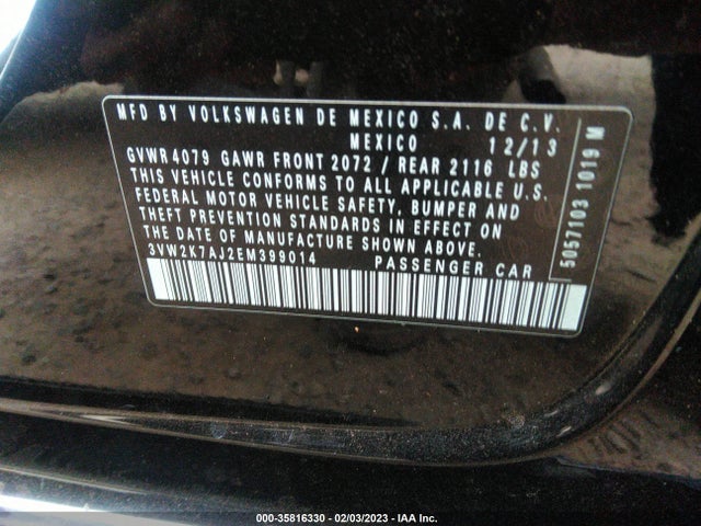 3VW2K7AJ2EM399014 Volkswagen Jetta Sedan S