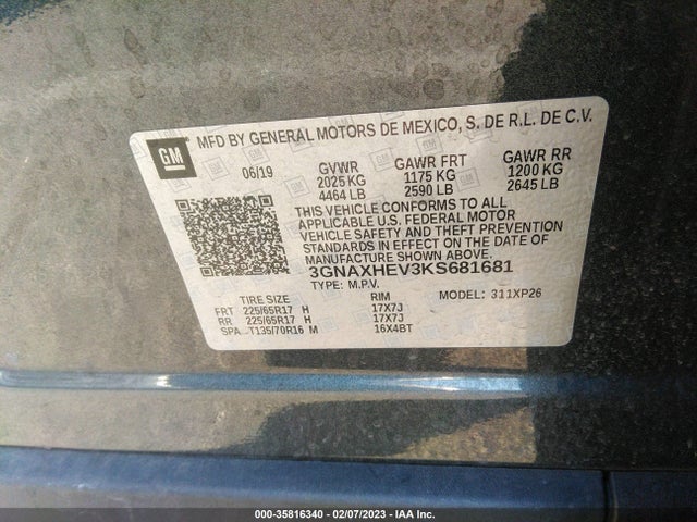 Chevrolet EQUINOX LS 2019 3GNAXHEV3KS681681 Image 10