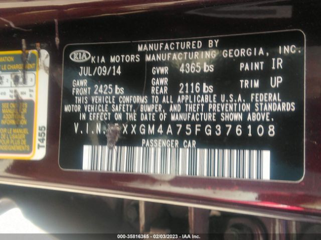 5XXGM4A75FG376108 KIA Optima Lx