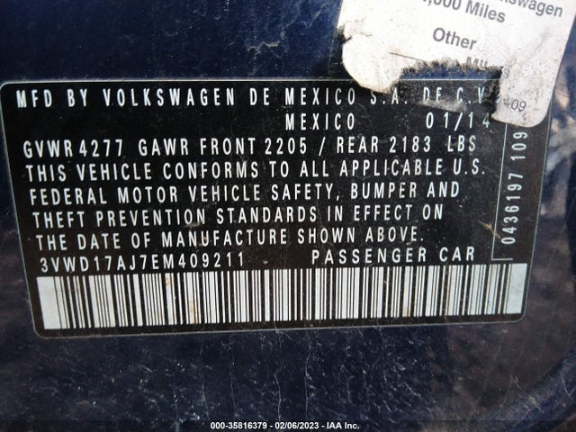 3VWD17AJ7EM409211 Volkswagen Jetta Sedan Se