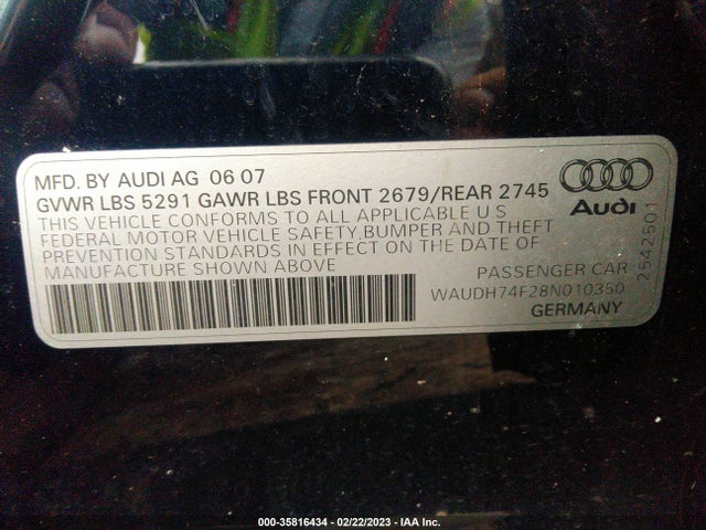 Audi A6 2008 WAUDH74F28N010350 Image 9