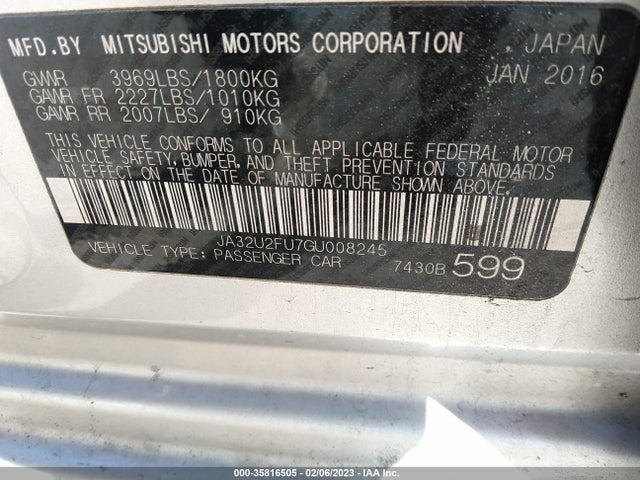 JA32U2FU7GU008245 Mitsubishi LANCER ES