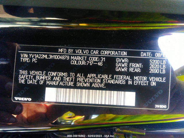 2017 Volvo S90, VIN: YV1A22ML3H1004879
