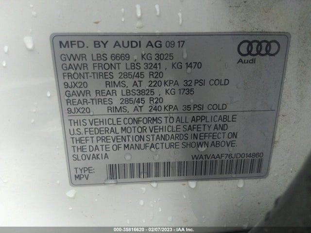WA1VAAF76JD014860 Audi Q7 Prestige