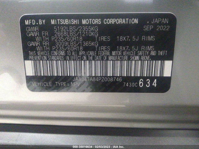 2023 Mitsubishi Outlander, VIN: JA4J4TA84PZ008746