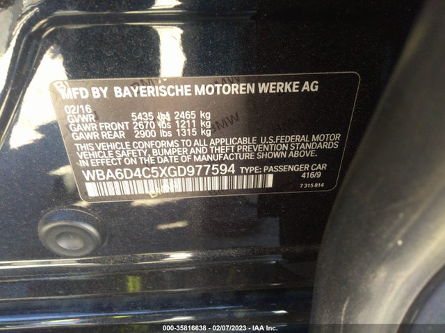 BMW 6 Series 650i 2016 WBA6D4C5XGD977594 Image 10
