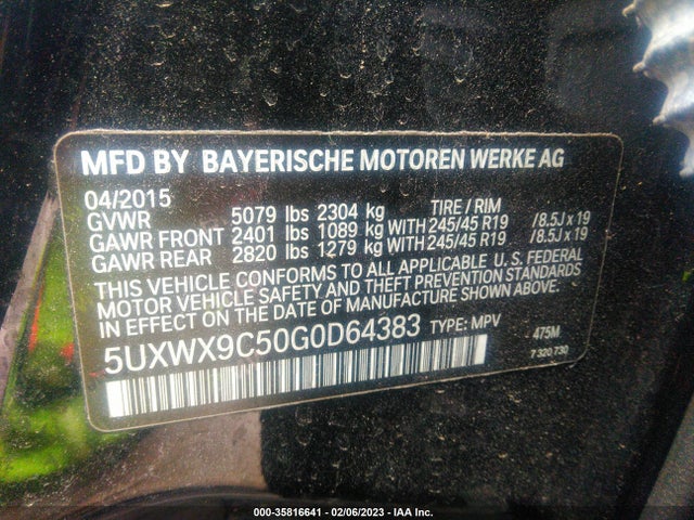 BMW X3 Xdrive28i 2016 5UXWX9C50G0D64383 Image 10
