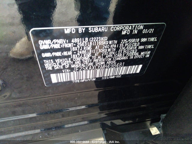 2021 Subaru Forester, VIN: JF2SKAXC6MH498481