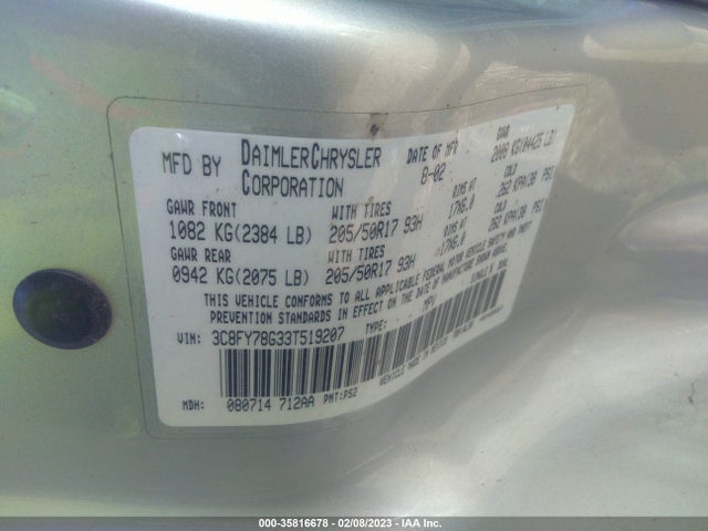 3C8FY78G33T519207 Chrysler Pt Cruiser Gt