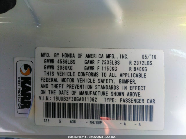 Acura Tlx V6 2016 19UUB2F30GA011062 Image 10