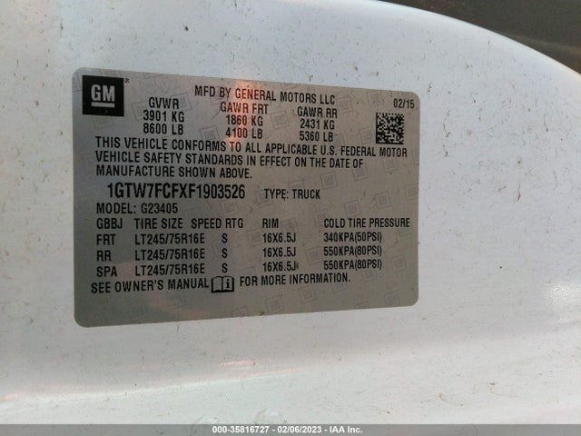 GMC SAVANA CARGO VAN 2015 1GTW7FCFXF1903526 Image 10