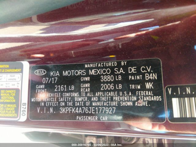 3KPFK4A76JE177927 KIA FORTE LX