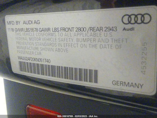 Aukcja sprzedaży 2019 Audi A7 Premium Plus, vin: WAUU2AF20KN051740, numer aukcji: 35816769