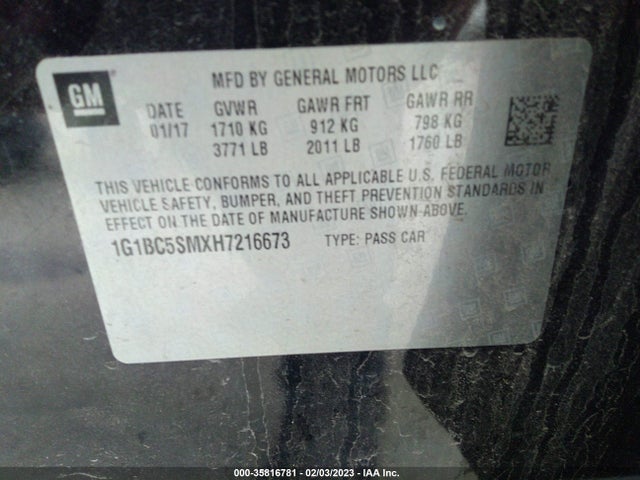 Chevrolet CRUZE LS 2017 1G1BC5SMXH7216673 Image 10