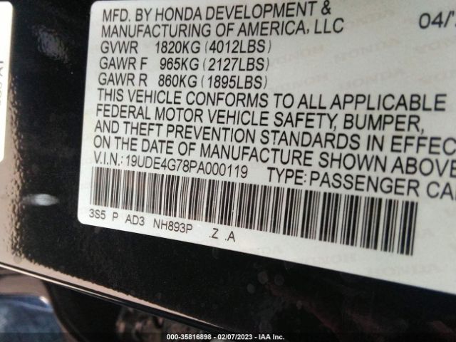 19UDE4G78PA000119 Acura Integra W/a-spec Tech Package