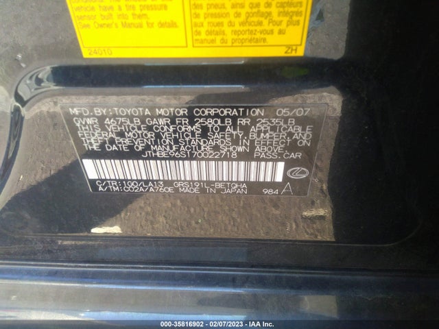 Lexus GS 350 2007 JTHBE96S170022718 Image 10
