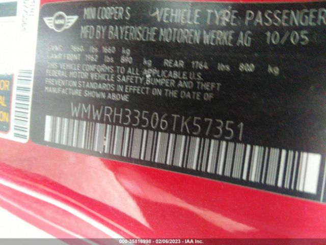 WMWRH33506TK57351 Mini Cooper Convertible S