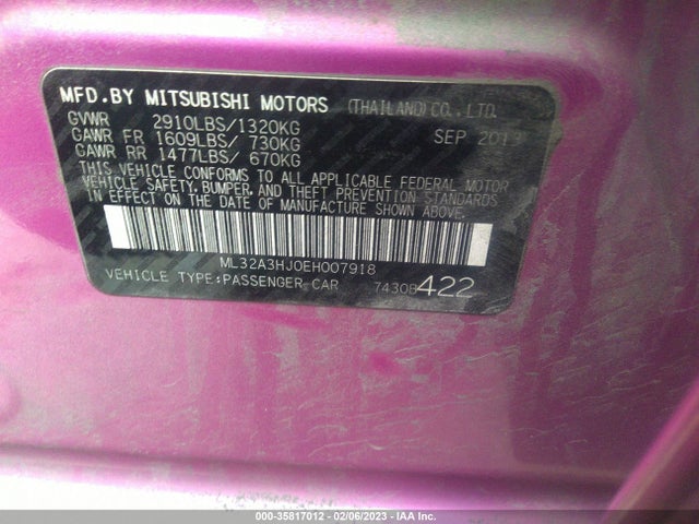 ML32A3HJ0EH007918 Mitsubishi MIRAGE DE