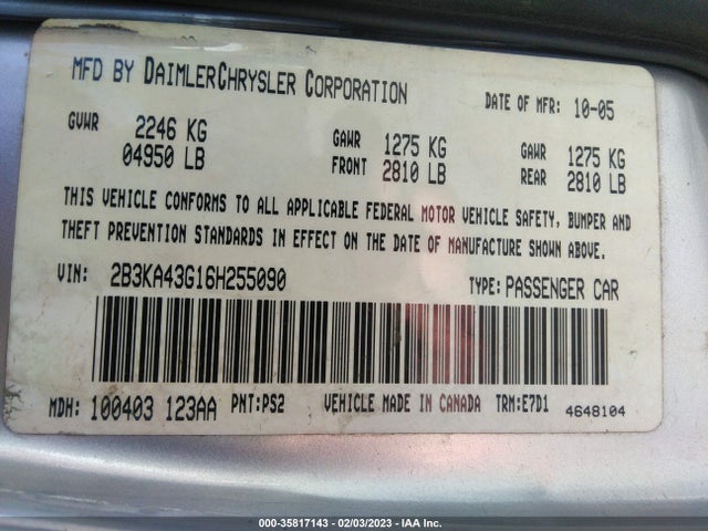 Dodge Charger 2006 2B3KA43G16H255090 Image 11