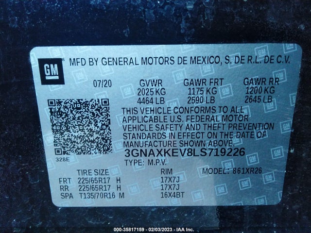 Chevrolet EQUINOX LT 2020 3GNAXKEV8LS719226 Image 9