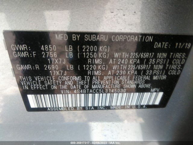 4S4BTACC5L3145030 Subaru Outback Premium