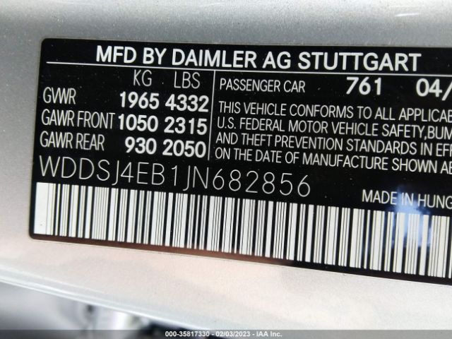 WDDSJ4EB1JN682856 Mercedes-Benz Cla Cla 250