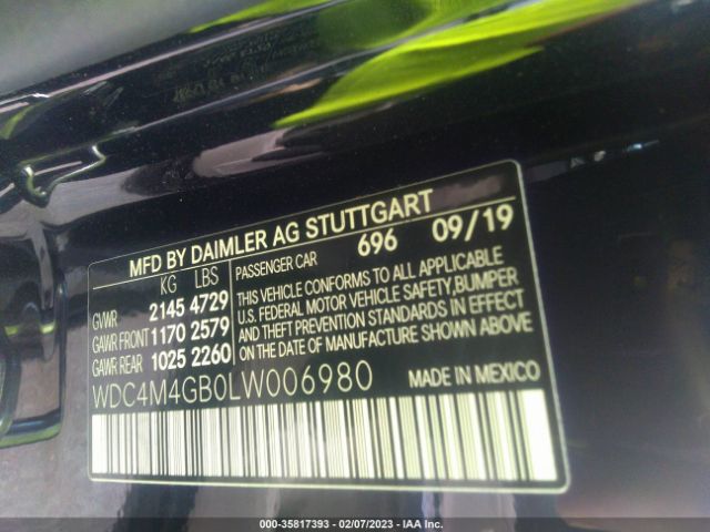 WDC4M4GB0LW006980 Mercedes-Benz Glb Glb 250